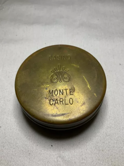 Vintage Brass CASINO MONTE CARLO Chip Holder Container - 2.5”