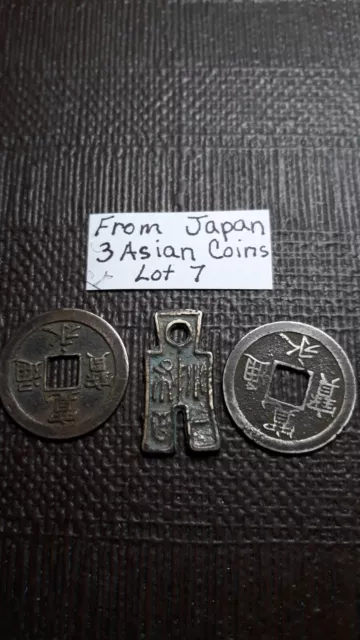 From Old Japan 3 coins Asian   Mon and Spade coin Lot 7