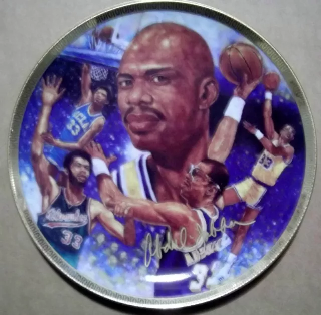 1989 Gartlan KAREEM ABDUL JABBAR Gold Hand Signed Plate L A Lakers RARE Auto #'d