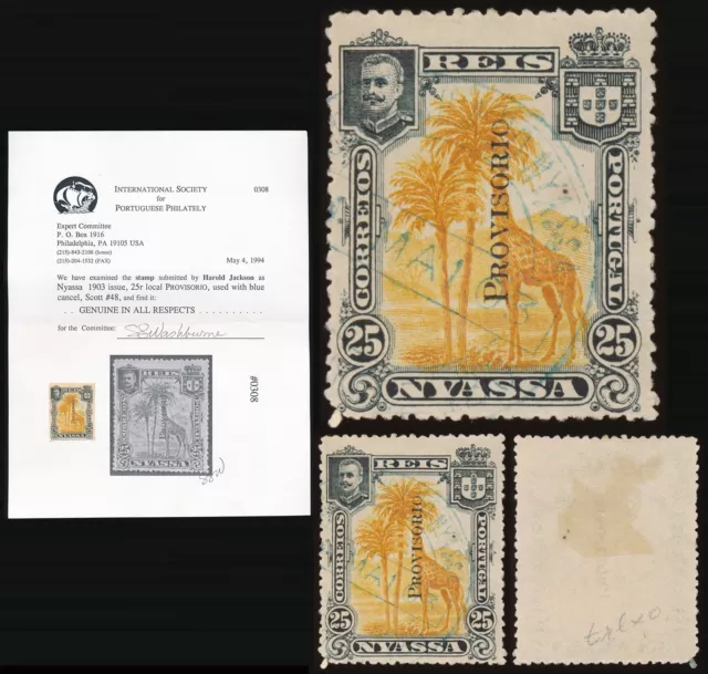 💥 RARE 1903 NYASSA 25r LOCAL PROVISORIO OVPT SC#48 💥 DOCUMENTED ⚡️ NO RSRV ⚡️