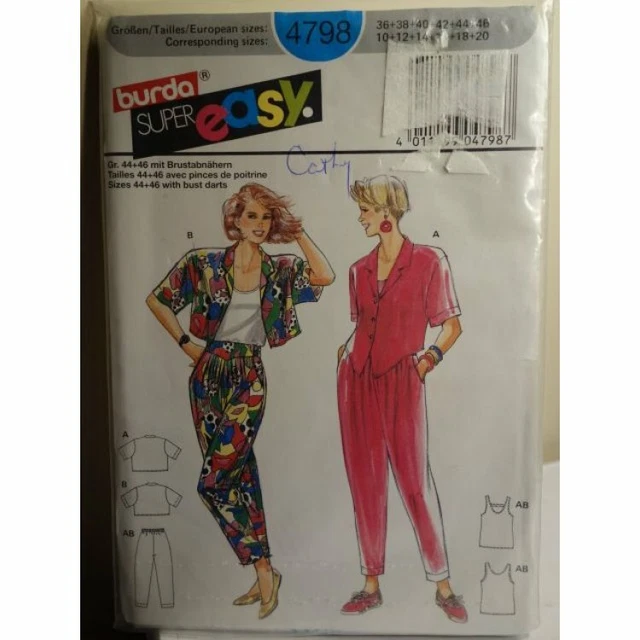 BURDA SEWING PATTERN 4798 Super Easy TOP and PANTS Made in Germany