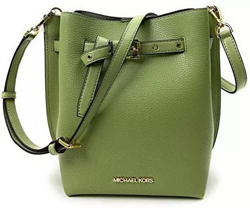 Michael Kors Small Leather Bucket Crossbody Bag Messenger Handbag Purse Green