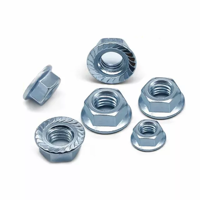 M3-M20 All Sizes Hex Serrated Flange Nuts DIN6923 Flanged Nut, Zinc-Plated Steel