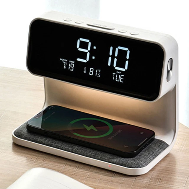 3 IN 1 Night Light Wireless Charger Night Lamp Digital Alarm Clock for