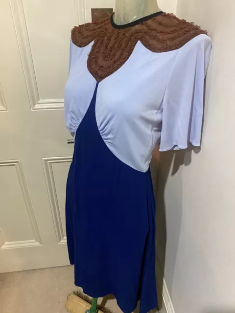 LOUIS VUITTON BLUE & Bronze dress sz FR 36 UK 8 £199.00 - PicClick UK