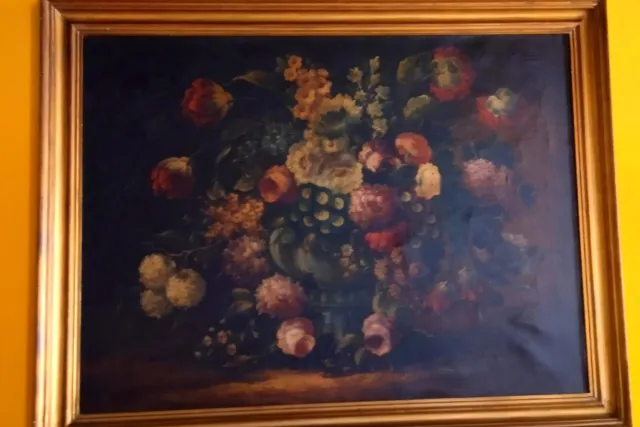 quadro olio su tela 90x80 vaso con fiori. inizi 900