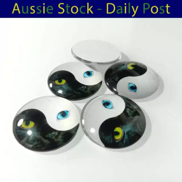 Yin and Yang Photo Glass Cabochons Eyes Coloured 10pcs 12mm or 5pcs 20mm