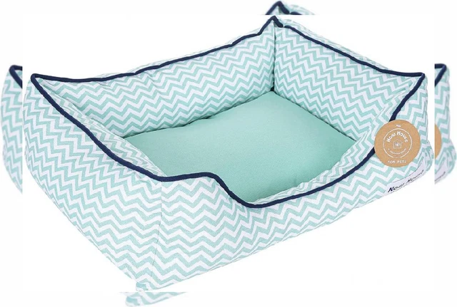Now House for Pets by Jonathan Adler Teal Chevron Cuddler Dog Bed, Small