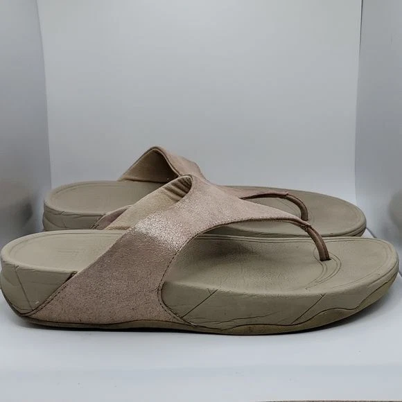 Fitflop womens shimmy suede thong sandal comfort beige size 9