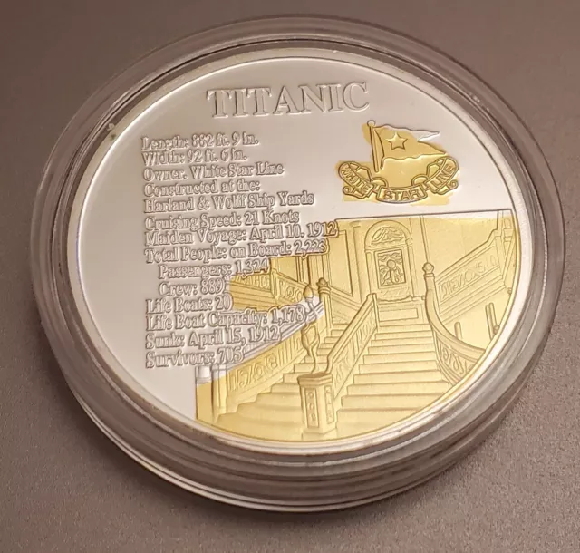 Estuche de escalera antigua de oro de plata Titanic moneda de colección película estrella blanca envío bonito 3