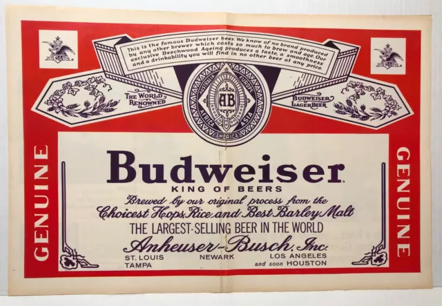 1965 Budweiser King of Beers Beechwood Aged VINTAGE PRINT AD LM65