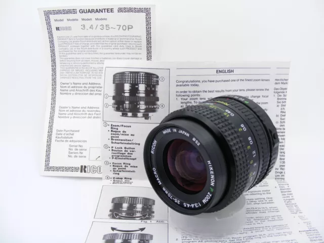 Rikenon P Zoom 35-70mm manual lens Macro no 150899 Mount Ricoh/Rikenon K