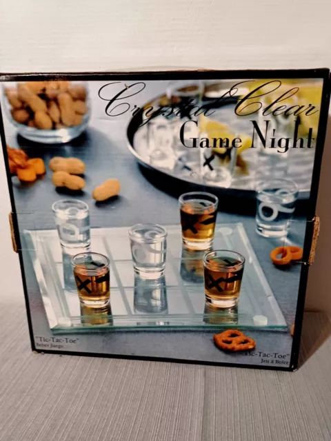 Crystal Clear Game Night Shot Glass - Tic-Tac-Toe - Portable Drinking Game