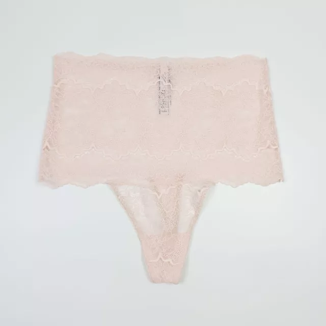Victorias Secret Pink Lace Thong UK Large High Waisted Briefs Underwear Lingerie