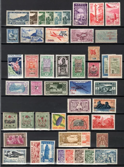 Colonies - Lot de 48 timbres N* MH ou oblitérés , jolie cote , tous TB (CW133)