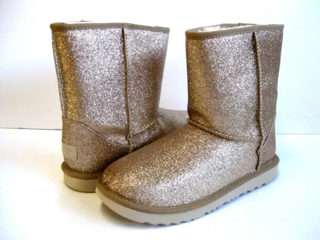 Ugg Classic Short Ii Glitter Women Boots Gold Us Kid 5 / Women 7