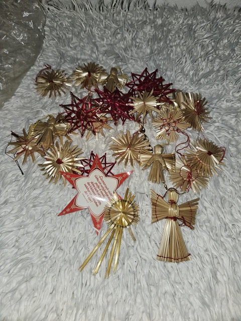 VINTAGE, alte Strohsterne, Engel, Weihnachtsdeko, Christbaumschmuck, Erzgebirge