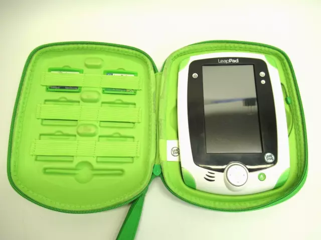 LeapFrog LeapPad 32200 White/Green Portable Learning Tablet W/Case & 2 Games