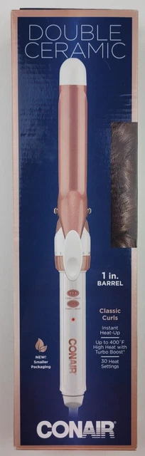 Plancha rizado de cerámica doble Conair de 1 pulgada, el barril de 1 pulgada produce rizos clásicos,
