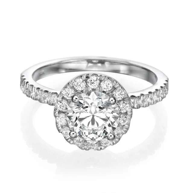F/SI1 Round Cut Diamond Engagement Ring 1.05 CT 14K White Gold Gorgeous