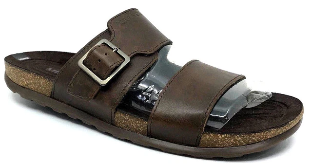 Merrell Men\'s Downtown Slide Buckle Leather Sandals S 12 Dark Earth Brown Hippie Merrell Brown Slide Sandals for Men for sale | eBay main image 4