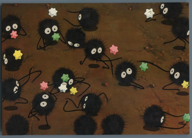 STUDIO GHIBLI POSTCARD Spirited Away Coal Soot Sprites Susuwatari Black ...
