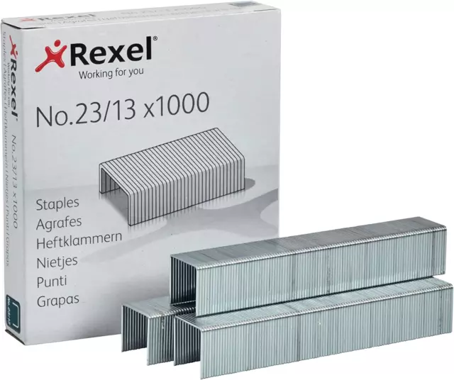 Rexel No.23/13 mm Heavy Duty Staples, For Stapling up to 90 Sheets, Use with Box