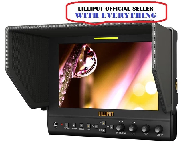 LILLIPUT 7 " 663 1280x800 800:1 IPS HD Champ Moniteur +F970 +LP-E6 + Pile + Étui