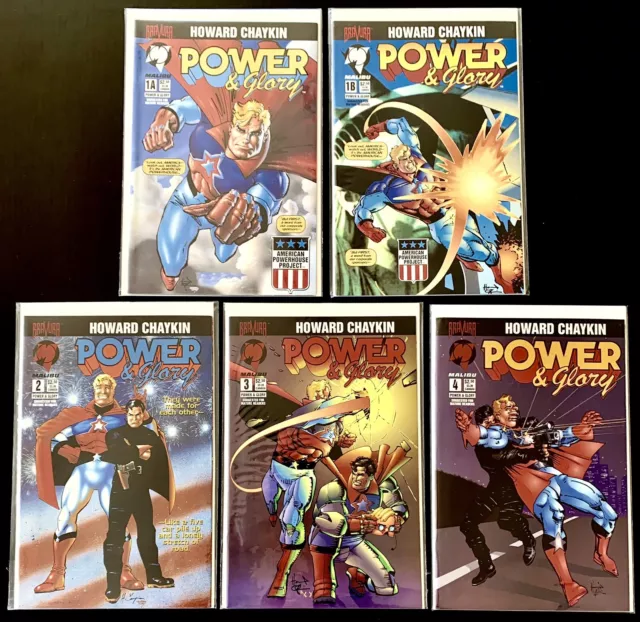POWER & GLORY #1A 1B 2 3 4 Complete Series 5 Issue Lot CHAYKIN 1994 Bag Board NM