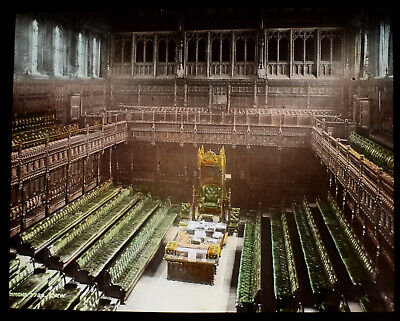 LONDON - THE HOUSE OF COMMONS C1890 OLD VICTORIAN PHOTOGRAPH Magic Lantern Slide