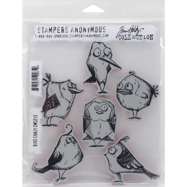 Stampers Anonymous Tim Holtz Cling Gomma Uccello Pazzo Set Timbri, 7 x 8.5