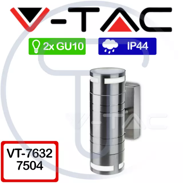 V-TAC VT-7632 Aplique de pared LED Foco redondo 2 GU10 Gris para exteriores