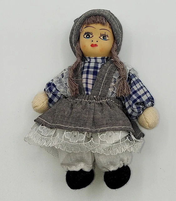 Vintage Mini 5" Porcelain Bisque Head w/ Cloth Sand Filled Body Doll