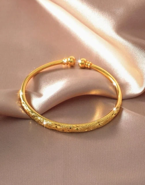Bracelet Jonc Rigide Doré Pour Femme - Accessoire Mode Texturé, Métal, Neuf