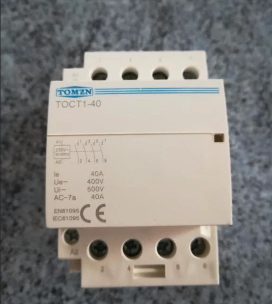 Contacteur 4 Pôles 40A 220V/240V TOMZN - 4 Contacts NO (Normalement Ouverts) - Pour Rail DIN