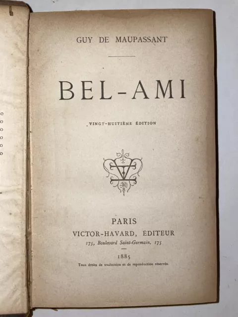 Maupassant Bel Ami 1885 Edition Originale