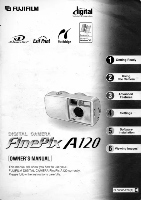 Fujifilm Finepix A120 Original Operating Manual Instructions User Guide Book