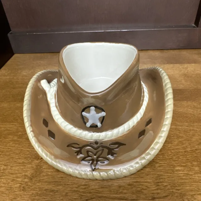 Sonoma Happy Trails Salad Chip Dip Bowl Western Cowboy Hat 7.5”