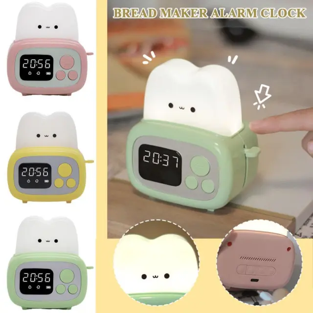 Cute Bread Maker Alarm Clock Lamp For Bedroom,Bedside X7F3
