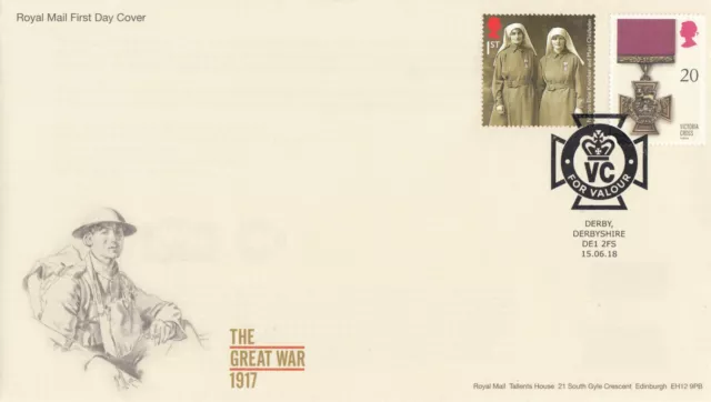 (131439) Great War Victoria Cross GB Cover VC for Valour Derby 2018