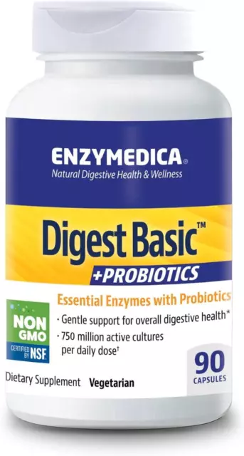 Enzymedica Digest Base + Probiotiques 90 Capsules,Digestion,Énergie,Indigestion