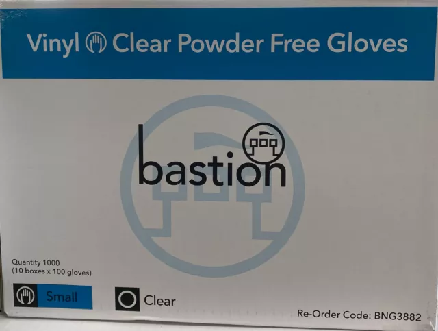 Bastion Carton Vinyl Disposable Gloves 1000pcs (10 boxes) Lightly Powdered