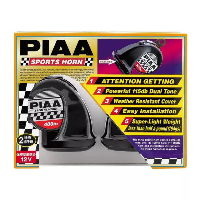 PIAA Sport Horns (Pair) - Dual Tone, Sports/Bass 400hz/500hz, 112dB