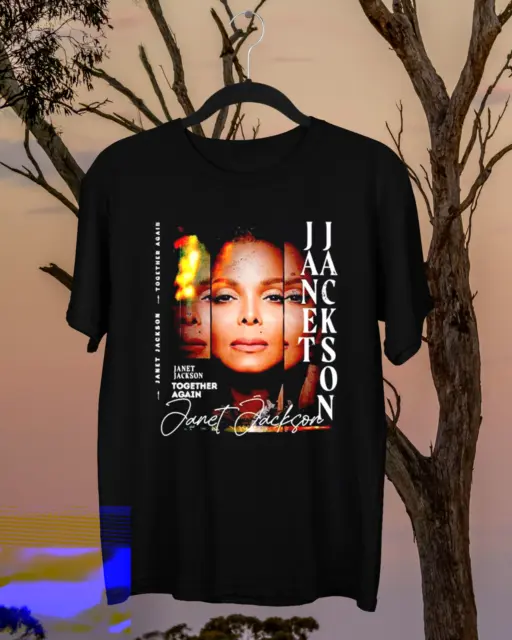 2023 Tour Janet Jackson Together Again Tour Heavy Cotton Black Tee Shirt AM022