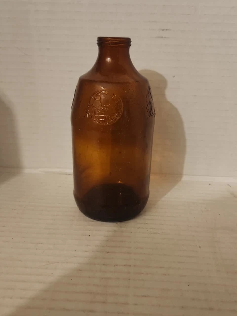 Vintage Schlitz Glass Beer Bottle Cone Top Amber Brown Embossed Globe Logo