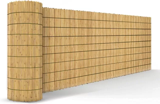 4M Wide Split Reed Bamboo Fencing Privacy Screening Rolls Natural Garden Outdoor