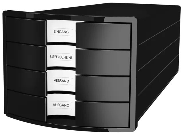Ablagebox schwarz mit 4 Fächer für DIN A4/C4 Impuls 1012 HAN