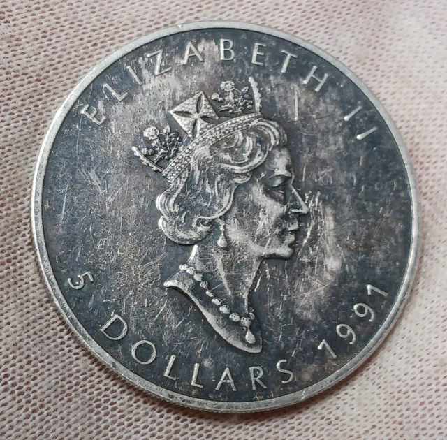 1991 Canadian Maple Leaf - 1 oz 9999 Silver Coin - RCM Silver CML Canada $5
