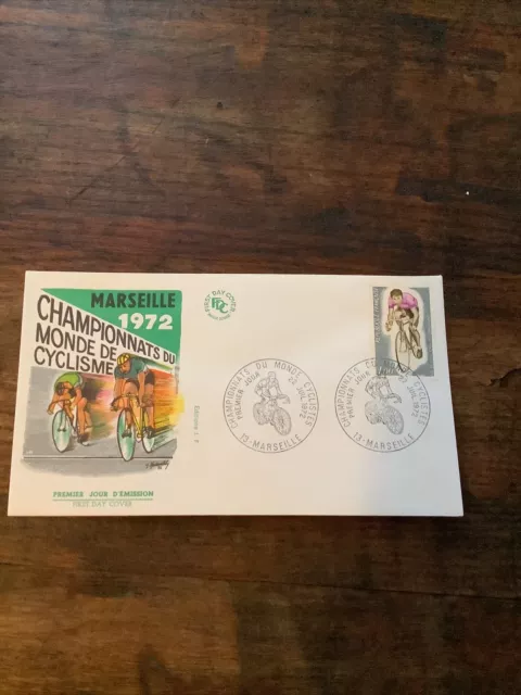 L13/Enveloppe 1er Jour, TBE, 1972, Championnats Du Monde De Cyclisme, Marseille