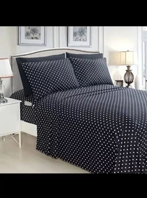 Elegant Comfort Luxury Soft Bed Sheets Polkadot Pattern 1500 Thread Count